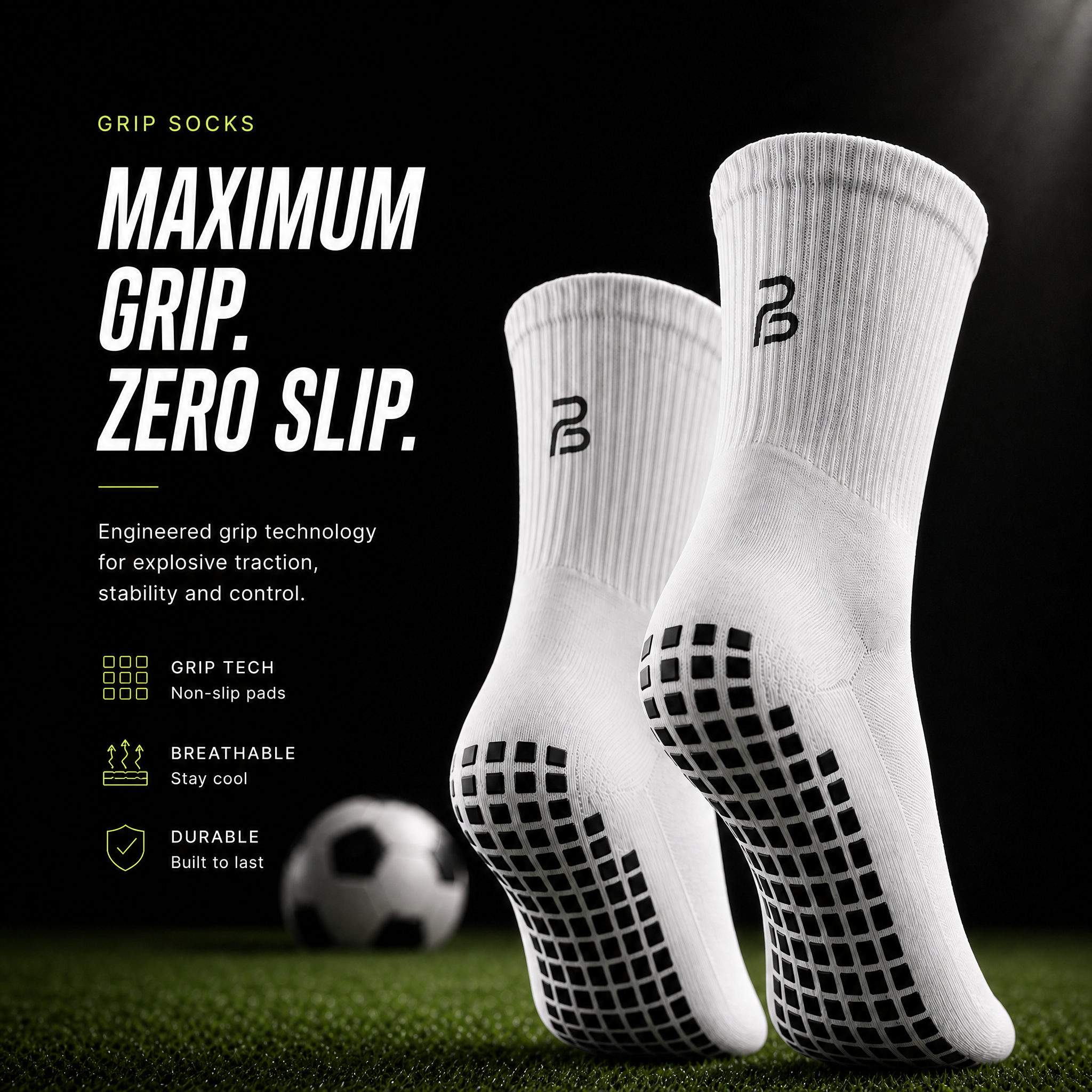 Grip Socks (White / Black)